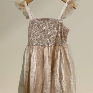 Girls Golden Sequins Dress